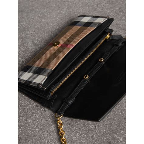 burberry house check and leather wallet with chain|Burberry cardholder clearance.